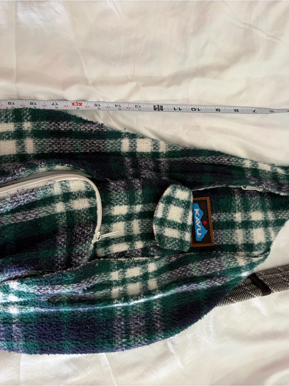 Kavu Green White Plaid Crossbody Sling Bag